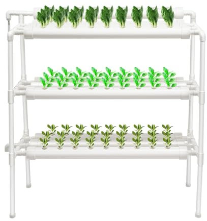 Hydroponics - Sistema di crescita per alimenti in PVC-U Tubi per la coltivazione del sistema con circolazione dell'acqua per verdure a foglia (3 strati 90 fori)
