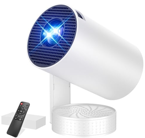 Mini Projector with WiFi 6 and Bluetooth 5.4, Support 4K 1080P Short Focus Portable Projector 15Watt Sound Base Speaker Auto Keystone 270° Rotatable Compatibile with HDMI/TV Stick/Laptop/Memory Stick