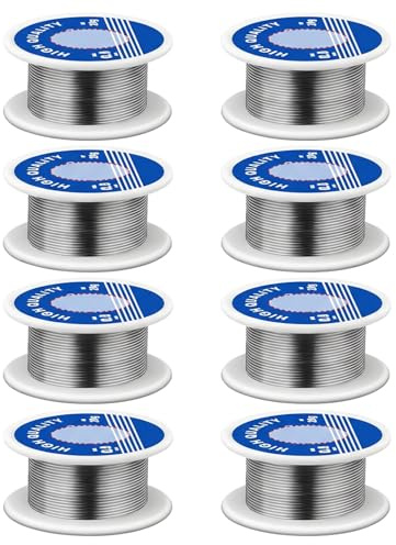 Solder Wire, 8 Rolls Leaded Solder with Flux Core, 60/40 Solder for Electronic Repairs and DIY Projects, 0.8mm Diameter 20g Each Roll, Reliable Soldering Solution for Circuit Boards and Electrical Com