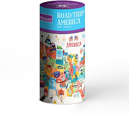 Parragon Road Trip America Tube Jigsaw Puzzle, 1000 Pieces for Adults Pieces Includes Unique Designs, Exclusive Illustrations of The United States, Wonderful Gifts for Friends & Family