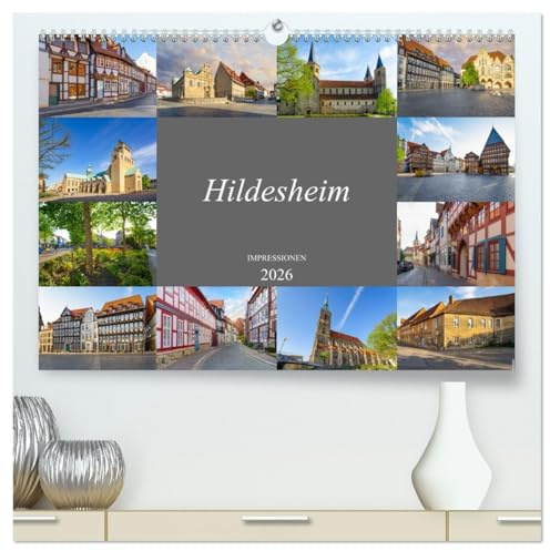 Hildesheim Impressionen (hochwertiger Premium Wandkalender 2026 DIN A2 quer), Kunstdruck in Hochglanz: Zwölf Bilder der bezaubernden niedersächsischen Stadt Hildesheim (CALVENDO Orte)