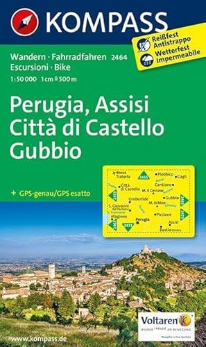 KOMPASS Wanderkarte Perugia - Assisi - Città di Castello - Gubbio: Wanderkarte mit Radtouren. GPS-genau. 1:50000