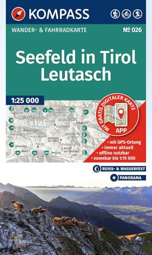 KOMPASS Wanderkarte 026 Seefeld in Tirol, Leutasch 1:25.000: Wander- und Fahrradkarte in einem - inklusive Offline-Verwendung in der KOMPASS-App. Wander-& Radwege. Panorama. Skitouren.