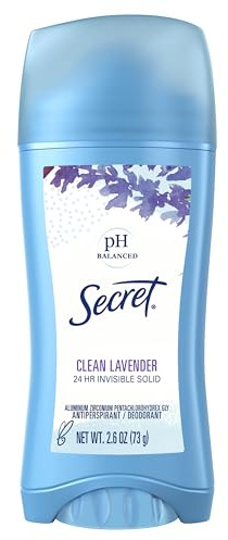 Secret Antiperspirant/Deodorant, Invisible Solid, Clean Lavender Scent 2.6 oz (73 g)