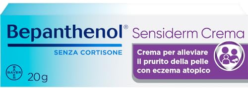 Crema Bepanthenol Sensiderm Idratante Corpo, Viso e Mani – Dermatite Atopica, Eczema e Prurito, Pelle Secca e Sensibile, Lenitiva per Adulti e Bambini, Senza Cortisone, 20g