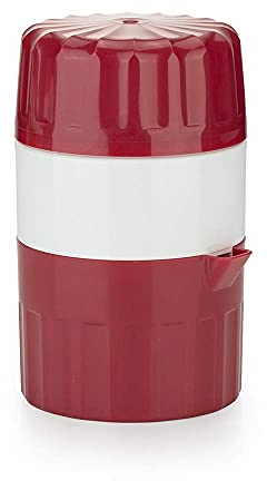 Börner Saftpresse • Zitruspresse für frische Obst- & Gemüsesäfte • Entsafter mit Saftbehälter • Orangenpresse & Zitronenpresse manuell • Handpresse • Fruchtpresse • Farbe: Rot