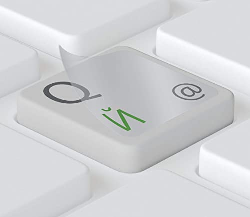 Keystickers® | Autocollants Russes pour claviers PC/Ordinateur Portable et Notebook 11x13mm, Transparent avec Vernis Protecteur Mat, Couleur Vert | Russian Keyboard Stickers
