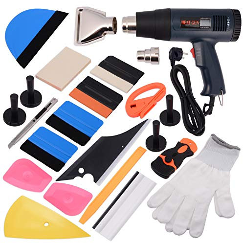 Ehdis Kit Covering de Teinte de fenêtre d'outils pour Vinyle d'emballage pour Voiture avec Pistolet Thermique à Affichage LCD, Covering Kit de Film Teinte Vitre Voitures
