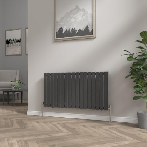 NRG 600x1156mm Black Column Designer Radiator Horizontal Single Flat Panel | Central Heating Radiator, Mild Steel, Modern Radiator, Triple Layered Finish, for Bathroom, Kitchen, Living Room Hallway