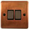 Contour Tarnished Copper Light Switch (2 Gang/Black Nickel Switch) - CTC302