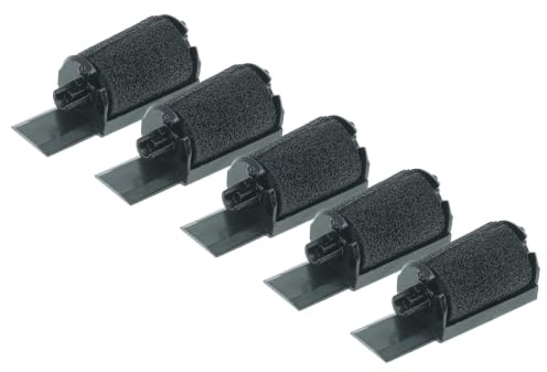vhbw 5X Farbrolle Farbwalze Schwarz kompatibel mit Casio FR 110 | FR 110 HT, 120 C, 1215 S Taschenrechner, Registrierkasse
