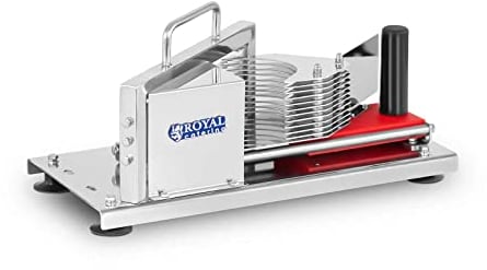 Royal Catering RCTC-5 Coupe Tomates Trancheuse à Fruits Professionnelle Couteau de Cuisine Couper Hacher (Acier inoxydable, Protection pour mains, Épaisseur des tranches: 5,5 mm)