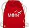 Turnbeutel Rucksack - Sprüche Statement - Moin Moin Hamburg Maritime Nordsee Geschenk - Unisize - Rot - beutel seemann mit aufschrift boot stoffrucksack maritimer statements möwe stoffbeutel