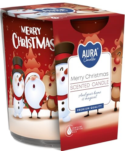 DUFTKERZEN MIT GLAS UND FOLIE JAHRESZEITEN, Weihnachten:Frohe Weihnachten