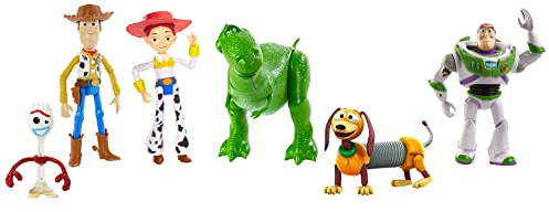 Mattel Disney and Pixar Toy Story 4 Character Figures Story Pack, Road Trip Adventure, 6-pack Woody, Buzz, Rex, Slinky, Jessie and Forky, GDL54