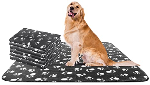 Nobleza - 6 x Hundedecke Weiche Fleecedecke Waschbare Deck für Haustier Hunde Katzen Welpen Weiche Warme Matte, Schwarz, 120 * 100 cm
