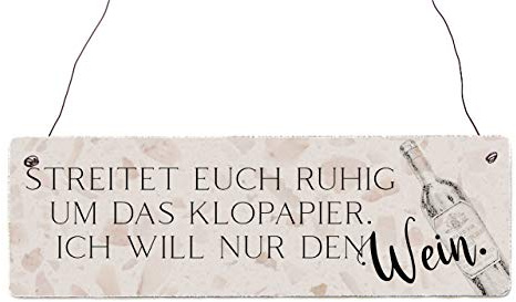 Interluxe Holzschild - Streitet euch ruhig um das Klopapier - lustiges Schild mit Spruch im Shabby Stil