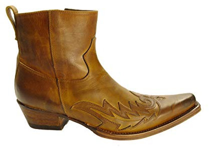 Sendra Boots 11783 Mimo Marrone Stivaletti Uomo Cowboy Western Stivali Punta a Punta Tacco Inclinato Cerniera Fatto A Mano Vera Pelle Taglia 44