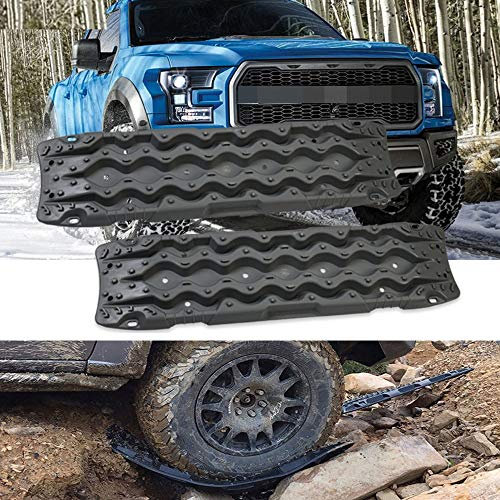 Black Solo - Tablas de recuperación de tracción, 2 unidades, tablero de protección de barro para extracción de vehículos 4 x 4 todoterreno, arena y nieve
