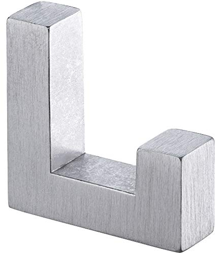 Gedotec Garderoben-Haken | 1 Stück - Huthaken eckig | TETRIS | Einzelhaken Chrom matt | Kleiderhaken 40 x 52 mm | Wand-Haken Garderobe unsichtbar | Design Mantelhaken inkl. Befestigungsmaterial
