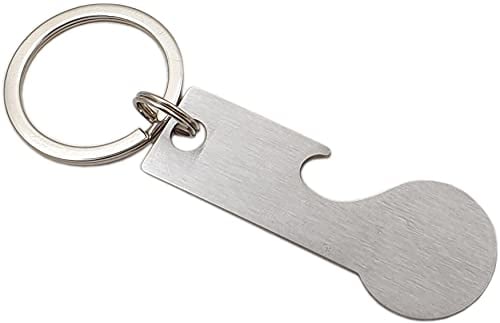 myledershop Abziehbarer Einkaufswagenlöser mit Flaschenöffner/Schlüsselanhänger mit Einkaufswagenchip/Einkaufchip mit Schlüsselring aus Metall in Silber