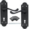 EAI Black Antique Victorian Door Handles Internal Lever Lock 170mm + Fixings