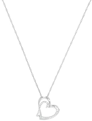 Amor Kette mit Anhänger 925 Sterling Silber Damen Halsschmuck, mit Zirkonia synth., 45 cm, Silber, Herz, Kommt in Schmuck Geschenk Box, 9187935