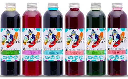 Sirop party set 6 x 250ml pour slush, boissons | Faites votre propre glace glacée | Concentré pour machine à granité 1:5, aucun ajout de sucre nécessaire (6 x 250 ml de granité set 2)