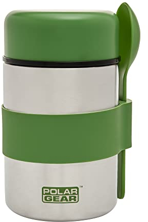 Polar Gear Insulated Food Flasks For Hot Food – Triple Layer Stainless Steel Hot Food Flask With Spoon – Keep Meals & Drinks Hot for 6 Hours & Cold for 6 Hours – Soup Flask For Work, School - Green