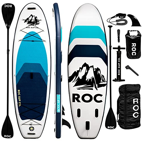Roc Aufblasbares Stand Up Paddle Board (15,2 cm dick) mit Premium SUP Zubehör Heavy Duty Komfort Rucksack Kajak Befestigung und mehr | Wide Stance Anti-Rutsch Deck (Royal)