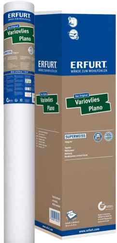 Erfurt Variovlies PLANO Superweiss überstreichbare Tapete Glattvlies Recyclingpapier 4 Rollen 20 x 0,75m