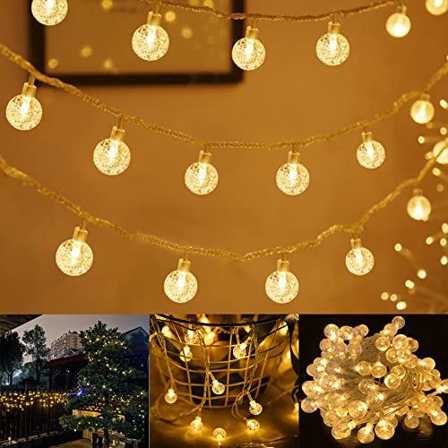 YRHome 10M Lichterkette Außen Glühbirnen Beleuchtung 80 LEDS Warmweiß Garten Lichterkette Weihnachten LED Birnen Lichterketten Wasserdicht 8 Modi für Weihnachten Party Hochzeit (Transparente Linie)