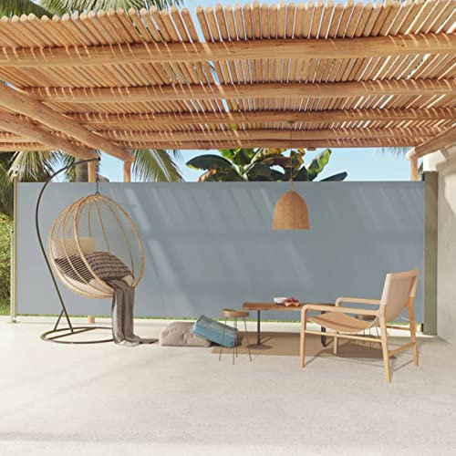 Tidyard Tenda Laterale Retrattile per Patio,Tenda Laterale Avvolgibile,Tenda da Sole Laterale Retrattile,Paravento Estraibile Esterno,Antivento, Protezione Privacy, Protezione Solare 180x600 cm Grigia