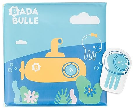 Badabulle Livre de bain avec marionnette poulpe, 1 face personnages & 1 face histoire, dès 4 mois, sans BPA