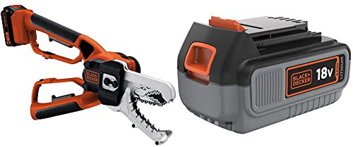 BLACK+DECKER 18V Cordless Alligator Lopper Chainsaw with 2.0Ah Lithium Ion Battery & BLACK+DECKER BL4018-XJ 4.0 Ah Lithium Ion Battery, 18 V