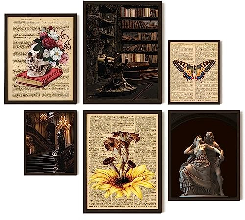 EXCOOL CLUB Dark Academia Raumdekor, ästhetisches Poster, 30,5 x 40,6 cm, Vintage-Wanddekoration, Kunstdrucke, braune akademische ästhetische Gemälde, viktorianische Bilder für Schlafzimmer, ungerahmt