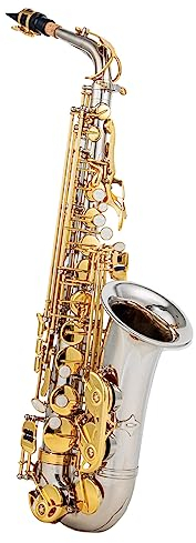 Btuty E Flat Alto Saxophone 802 Key Type Brass, Leather Pads, Blue/Silver, Saxophone Accessories Included