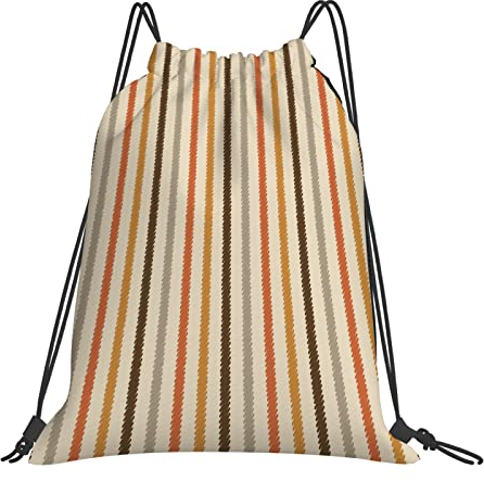 Wasserdicht Turnbeutel mit Kordelzug,Retro Nostalgische 60er 75er Modestreifen Vertikales Muster Vintage, Kordelzug Rucksack Sportbeutel Sporttasche für Damen Herren