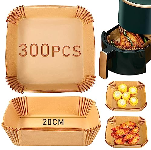 Fuwnvuwn Carta Forno per Friggitrice ad Aria, 120 Pezzi Carta Monouso per Friggitrice ad Aria, Antiaderente Carta per Friggitrice ad Aria, Carta da Forno per Friggitrice ad Aria 7,9 (20CM-300PCS)