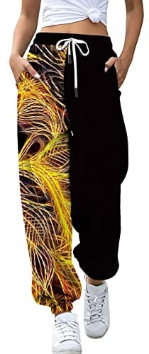 Pantalon Cargo Rouge Print Athletic Pants Joggers Workout Women's with Pockets Waisted Comfy High Pants Legging Coton Stretch avec Imprimé