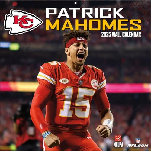 Kansas City Chiefs Patrick Mahomes 2025 12x12 Player Wall Calendar