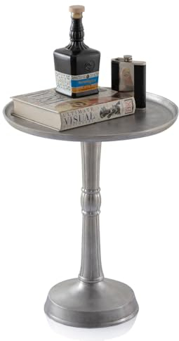 Amago home Beistelltisch Metall rund ø 44x53 cm Dekotisch Adlon mit Design Mittelfuß Aluminium Farbe Silber