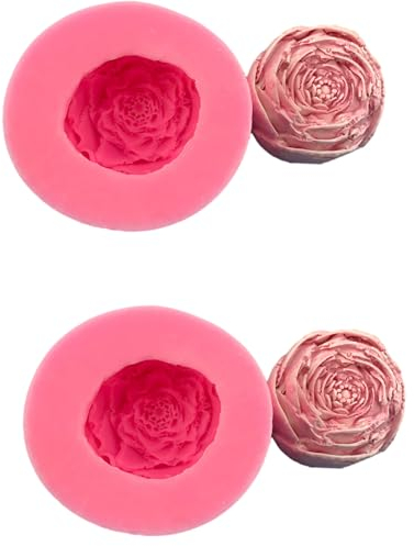 HIRAIDAI Moule en Silicone pour Fondant 2 Pièces Moule Silicone Bouton De Rose Lotus Chocolat Fondant Cuisson