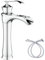 Maynosi Mitigeur Cascade Haut Lavabo, Robinet Salle de Bain Bec Rétro, Robinetterie Pour Vasque en Laiton, Robinet Lavabo Cascade, Chaud et Froide avec Tuyaux Flexibles (Chrom)