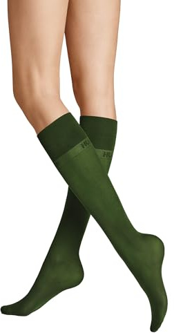 Hudson Damen Kniestrümpfe Micro 50 druckfreier Bund 50 DEN Moss green 35-38