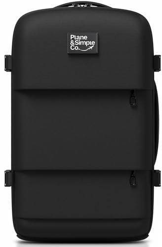 Plane & Simple Co. Ryanair Cabin Bags 40x20x25 – Award-Winning 20Lbb Travel Backpack | Underseat Hand Luggage for Ryanair, Wizz Air, EasyJet & Vueling | Fits Laptop – Lightweight & Airline-Approved