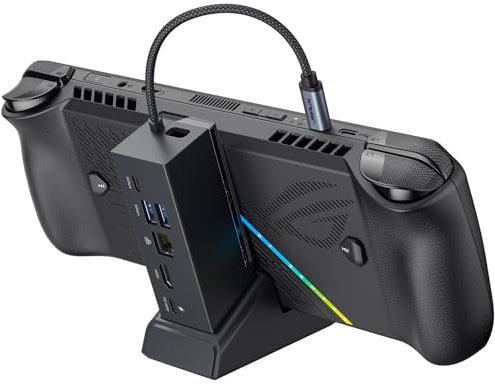 JSAUX Docking Station Compatible with ROG Ally X/ROG Ally/Steam Deck/Legion Go, 6-in-1 ROG Ally X Dock with HDMI 4K@120Hz, Gigabit Ethernet, Dual USB & USB C 3.2 Gen 1, 100W PD Charging -HB0609 Black