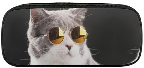 JiuPopular PU-Federmäppchen, niedliche Brille, Schreibwaren-Tasche als Federmäppchen für Büro und Schule, Business-Reisetasche oder kleine Werkzeugbox, Make-up-Tasche, Stil:, Einheitsgröße,
