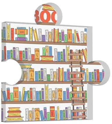 Funny Book Shelves Collection and Ladder Print Acrylic Gifts in Heart Square Shapes Home Decor & Personalized Wedding Keepsake