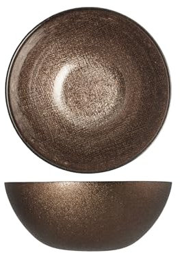 H&H-Regent, set 6 bowl, ciotole natalizie, in vetro, effetto glitter, marrone, 22 cm